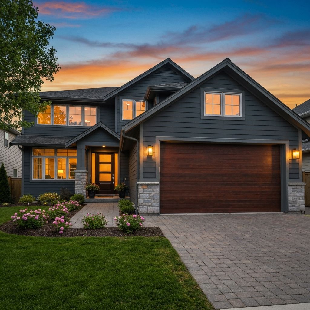 Modern garage door on luxury home
